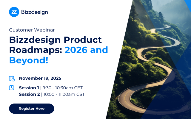 Announcement for the Bizzdesign Product Roadmaps 2026 webinar